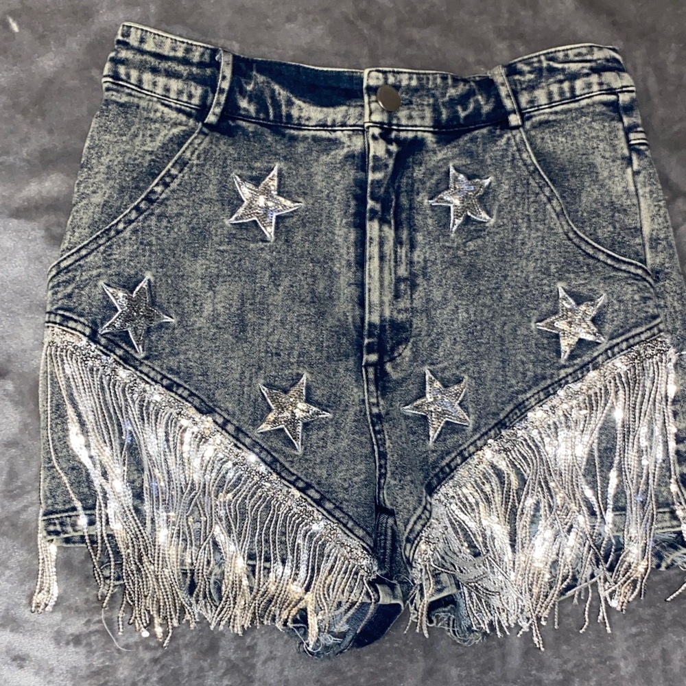 Fantastic Fawn Denim Shorts with Star Accents